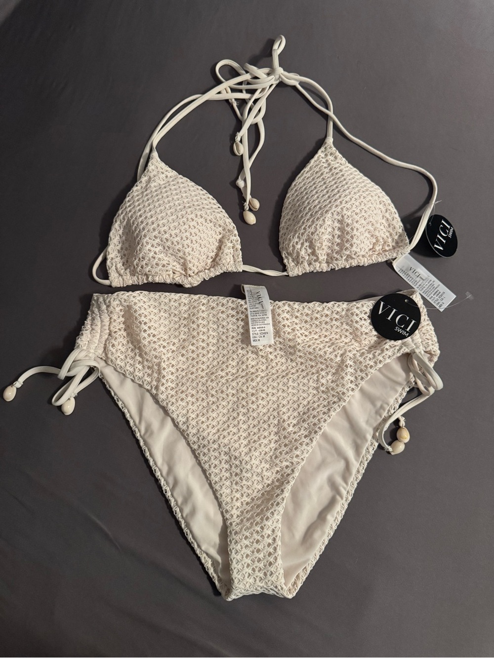 Vici Cream Crochet Triangle Bikini Set